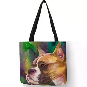 Eco-Friendly Handsome Brown and White Boxer Dog Folding Tote Bag